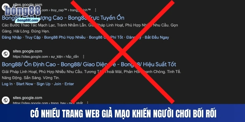 Có nhiều trang web giả mạo khiến người chơi bối rối
