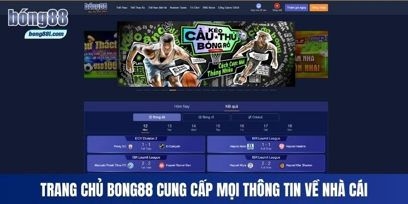 Trang chủ Bong88 cung cấp mọi thông tin về nhà cái